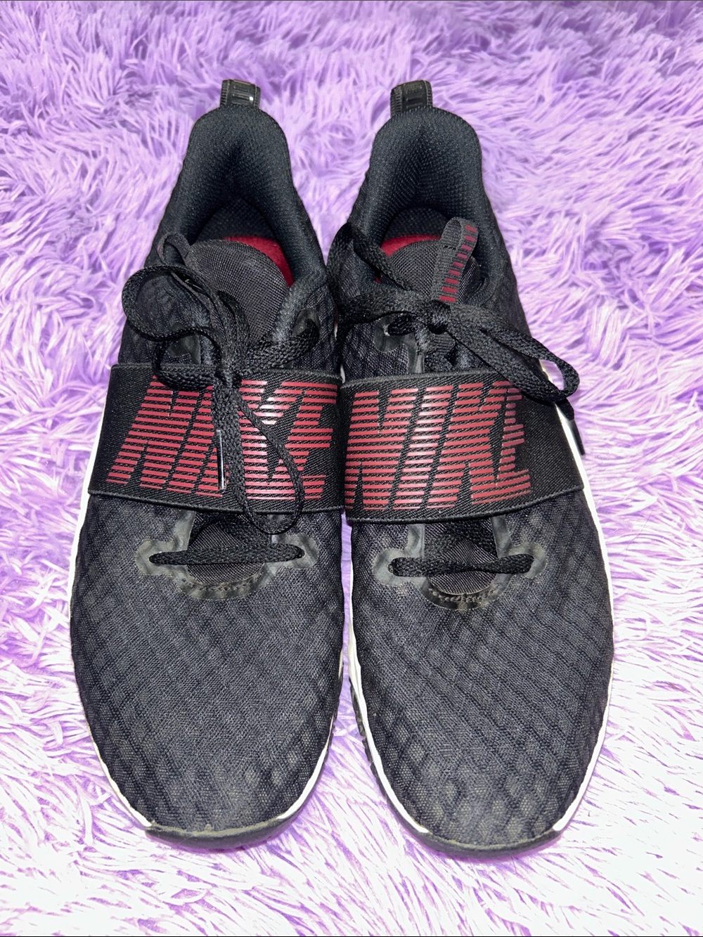 Nike Black Sneakers with Red Logo Strap